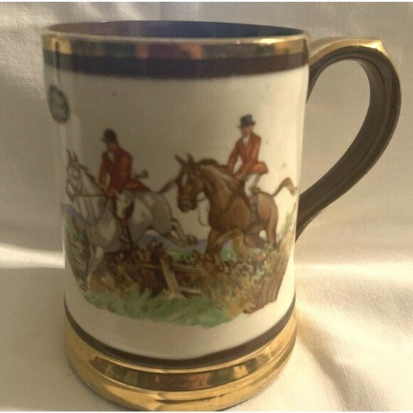 Arthur Wood Beer Mug Tankard Royal Bradwell Fox Hunting Horses England Vintage - Picture 1 of 9